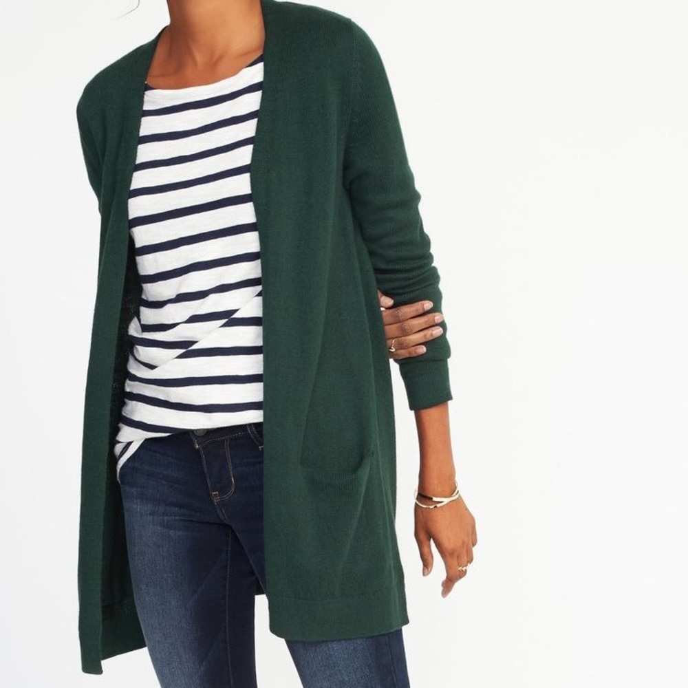 Long, open cardigan